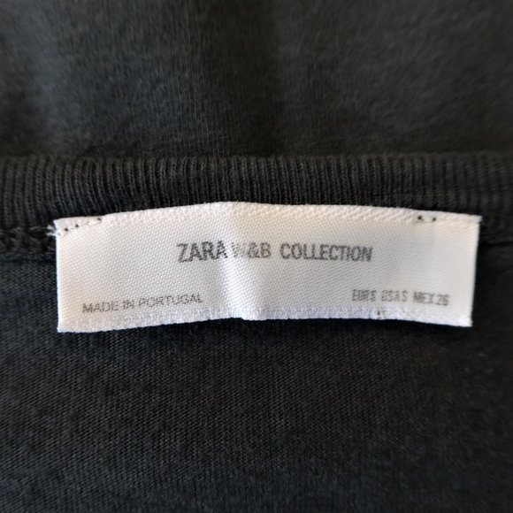 Zara Tee Black Hi Low Animal Cheetahs front & Back Crew Slouchy S - Picture 6 of 7